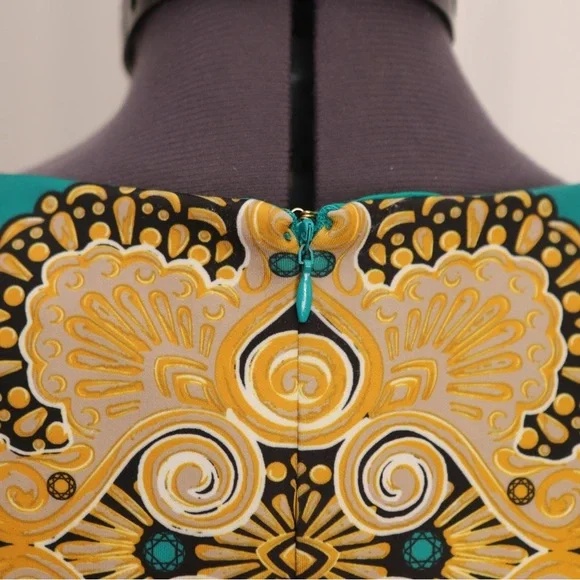 New York & Company Women's Stretch Sheath Dress Gold\Green | Small - Picture 10 of 16